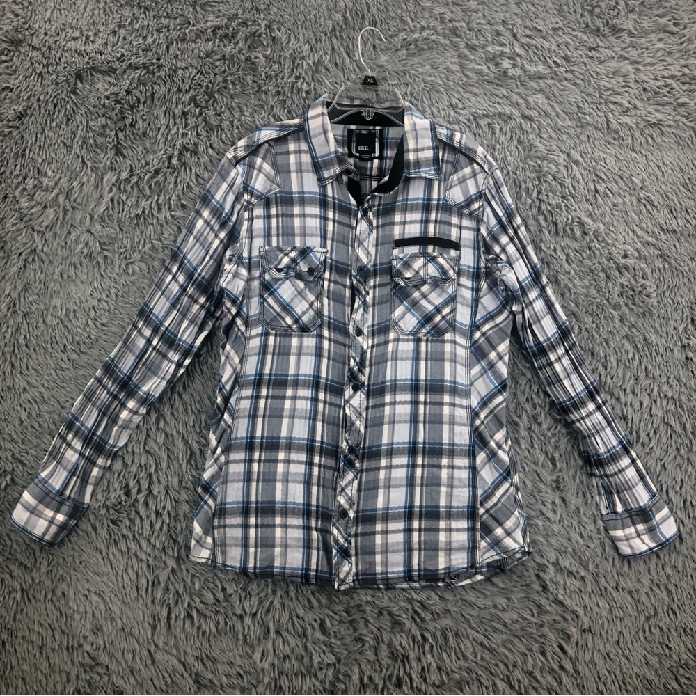 BKE Buckle Shirt Mens Large Slim Fit Checkered Plaid Button Up Long Sleeve